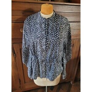 NWT Michael Kors Women Black & White Shirt with draw string waist Sz SMALL